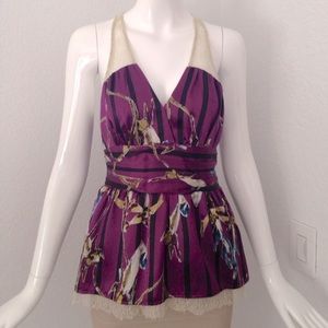 Hype purple gold silk Blouse